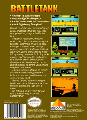 Garry Kitchen's Battletank (USA) box cover back